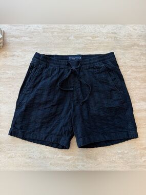 Abercrombie & Fitch Black Linen Pull On Drawstring Shorts